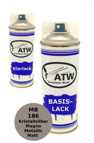 Autolack für Mercedes Benz 186 Kristallsilber Magno Metallic Mat+400ml Klarlack Sett